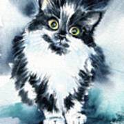 Cute Tuxedo Kitten Painting Art Print