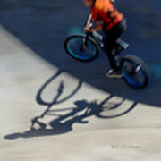Cyclist And His Shadow Art Print