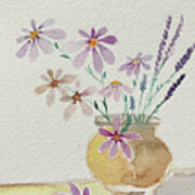 Daisies And Lavender Art Print