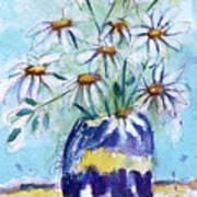 Daisies In A Purple Vase Art Print