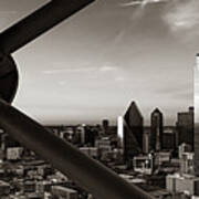 Dallas Skyline Sepia Panorama From The Ball Art Print