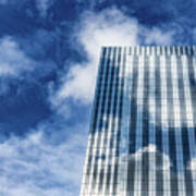 Detail Of A Generic Modern Glass Building Reflect The Clouds Of Art Print