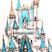 Disney Cinderella Castle Sketch 1 Art Print