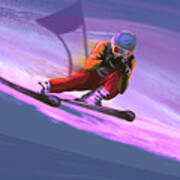 Downhill Ski Racer Art Print