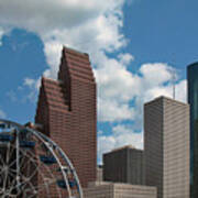 Downtown Houston With Ferris Wheel Art Print