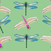 Dragonflies Over Grass Art Print