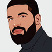 Drake Cartoon Portrait 1 Art Print