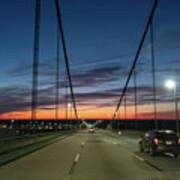 Driving Over A Bridge Early Morning At Sunriseac Art Print