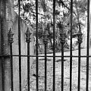 Dubignon Cemetery Gate Jekyll Island Georgia  Black And White 2 Art Print