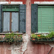 Dueling Rustic Windows Of Venice Art Print