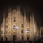 Duomo Di Milano On A Foggy Night Art Print