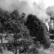 Durango Colorado Train Blowing Smoke - Panoramic Monochrome Format Art Print