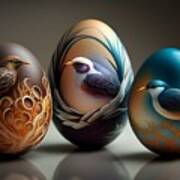 Easter Egg Artistry, A Photorealistic Display Of Decorative Techniques Art Print