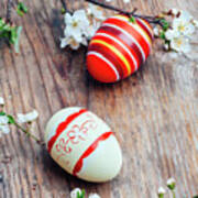 Easter Eggs And Cherry Blossom Bran Art Print