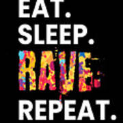  3D Effect Eat Sleep Rave Repeat T-Shirt For Ravers