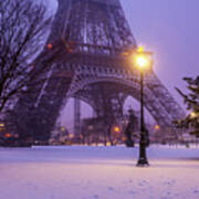 Eiffel Tower Snow Art Print