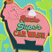 Elephant Car Wash - Rancho Mirage - Palm Springs Art Print