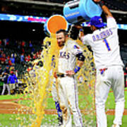 Elvis Andrus And Jonathan Lucroy Art Print