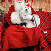 Emmy With Santa 1 Art Print