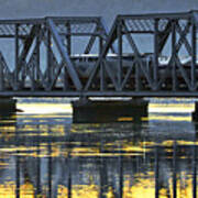 Amtrak Empire Service On Spuyten Duyvil Bridge At Sunset Art Print