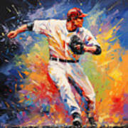 Energetic Impressionist Baseball Paintings Art Print