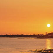 Enjoying An Orange Warm Sunset Over The Sea In Sicily Art Print