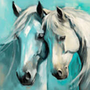 Equine Love - White Horses Art Art Print