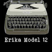 Erika Model 12 Vintage Typewriter Color Art Print
