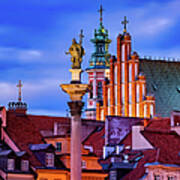 Evening In Old Town Of Warsaw City In Poland Art Print