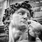 Face Detail Of David By Michelangelo Florence Black And White Art Print