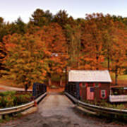 Fall Sunset At Foundry Bridge In North Tunbridge Vermont Art Print