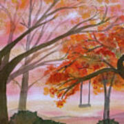 Fall Trees And Swing Art Print