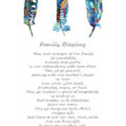 Family Blessing Art - Colorful Feathers - Sharon Cummings Art Print