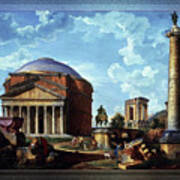 Fantasy View With The Pantheon And Other Monuments Of Old Rome Art Print