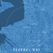 Federal Way Wa City Vector Road Map Blue Text Art Print