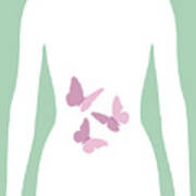 Female Butterflies In Stomach Icon Art Print