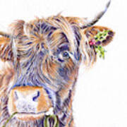 Festive Highland Cow Art Print