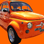 Fiat 500 Orange Art Print