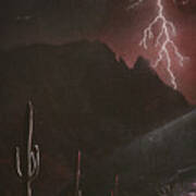 Finger Rock Canyon Lightning Storm, Tucson Art Print