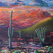 Finger Rock Sunset, Catalina Mountains, Tucson Arizona Art Print