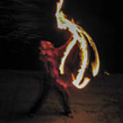 Fire Dancer Along Nemunas River Vilnius Lithuania Art Print