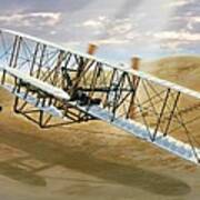 First Flight  The Wright Flyer At Kittyhawk Art Print