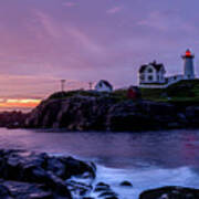 First Light At Nubble Light Art Print