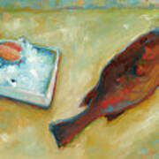 Fish On A Slab Art Print