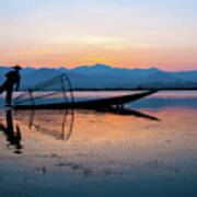 Fisherman At Inle Lake Art Print