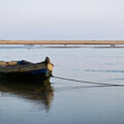 Fishing Boat Resting On The Low Tide Art Print