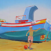 Fishing Boat Tavira With Soccer Art Print