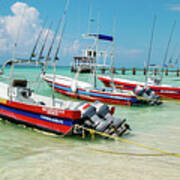 Fishing Boats Playa Del Carmen Art Print