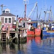 Fishing Vessels Docked At T Wharf Art Print
