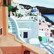 Five Crosses On Santorini Art Print